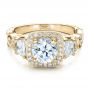 18k Yellow Gold 18k Yellow Gold Custom Organic Engagement Ring With Halo - Flat View -  100095 - Thumbnail