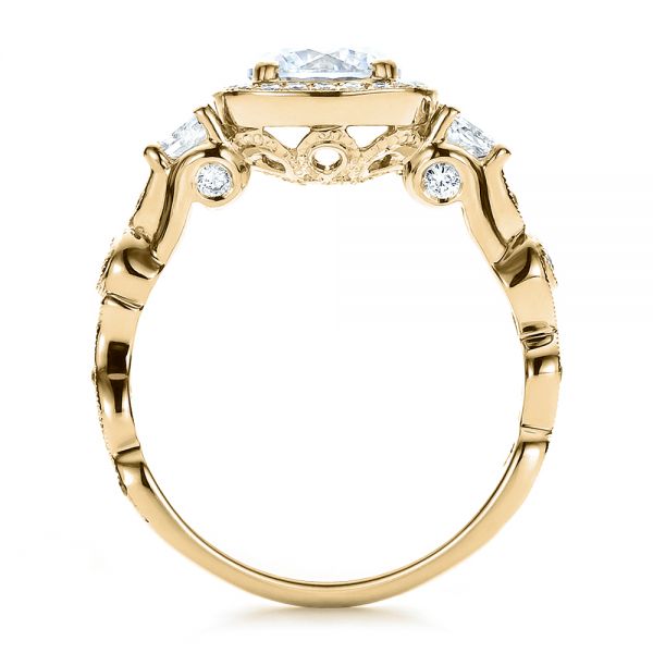 18k Yellow Gold 18k Yellow Gold Custom Organic Engagement Ring With Halo - Front View -  100095