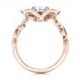 18k Rose Gold 18k Rose Gold Custom Organic Flower Halo Diamond And Blue Topaz Engagement Ring - Front View -  101946 - Thumbnail