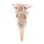 18k Rose Gold 18k Rose Gold Custom Organic Flower Halo Diamond And Blue Topaz Engagement Ring - Side View -  100626 - Thumbnail