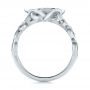  Platinum Custom Organic Flower Halo Diamond And Blue Topaz Engagement Ring - Front View -  100626 - Thumbnail