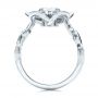 18k White Gold 18k White Gold Custom Organic Flower Halo Diamond And Blue Topaz Engagement Ring - Front View -  101946 - Thumbnail