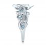 18k White Gold 18k White Gold Custom Organic Flower Halo Diamond And Blue Topaz Engagement Ring - Side View -  100626 - Thumbnail