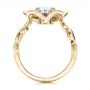 14k Yellow Gold 14k Yellow Gold Custom Organic Flower Halo Diamond And Blue Topaz Engagement Ring - Front View -  101946 - Thumbnail