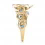 18k Yellow Gold 18k Yellow Gold Custom Organic Flower Halo Diamond And Blue Topaz Engagement Ring - Side View -  100626 - Thumbnail