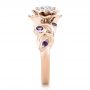 14k Rose Gold 14k Rose Gold Custom Organic Flower Halo And Amethyst Engagement Ring - Side View -  102279 - Thumbnail