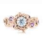 14k Rose Gold 14k Rose Gold Custom Organic Flower Halo And Amethyst Engagement Ring - Top View -  102279 - Thumbnail