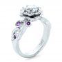  Platinum Platinum Custom Organic Flower Halo And Amethyst Engagement Ring - Three-Quarter View -  102279 - Thumbnail