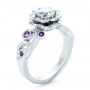  Platinum Platinum Custom Organic Flower Halo And Amethyst Engagement Ring - Three-Quarter View -  102279 - Thumbnail