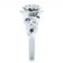  Platinum Platinum Custom Organic Flower Halo And Amethyst Engagement Ring - Side View -  102279 - Thumbnail