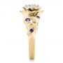 18k Yellow Gold 18k Yellow Gold Custom Organic Flower Halo And Amethyst Engagement Ring - Side View -  102279 - Thumbnail
