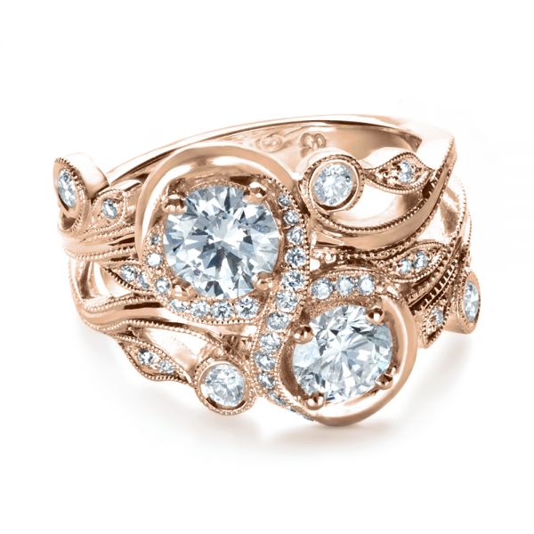 14k Rose Gold 14k Rose Gold Custom Organic Infinity Diamond Engagement Ring - Flat View -  1383