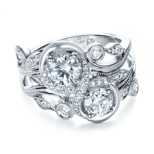  Platinum Custom Organic Infinity Diamond Engagement Ring - Flat View -  1383
