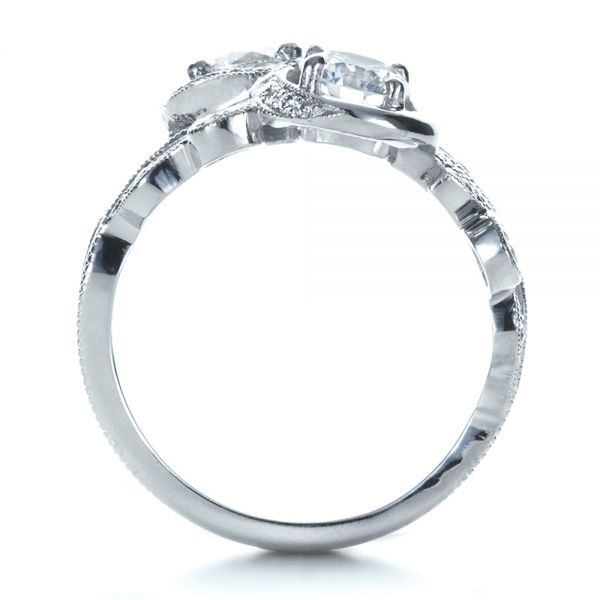 14k White Gold 14k White Gold Custom Organic Infinity Diamond Engagement Ring - Front View -  1383