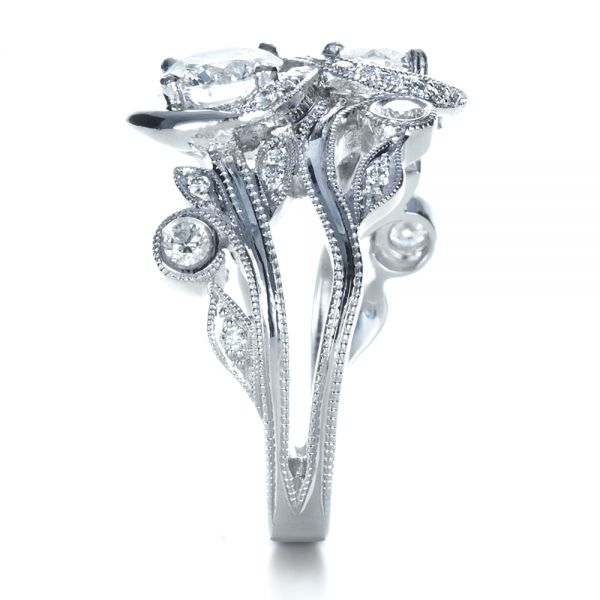 18k White Gold 18k White Gold Custom Organic Infinity Diamond Engagement Ring - Side View -  1383