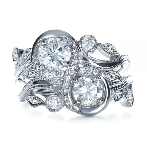 18k White Gold 18k White Gold Custom Organic Infinity Diamond Engagement Ring - Top View -  1383