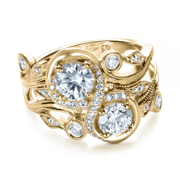 14k Yellow Gold 14k Yellow Gold Custom Organic Infinity Diamond Engagement Ring - Flat View - 1383