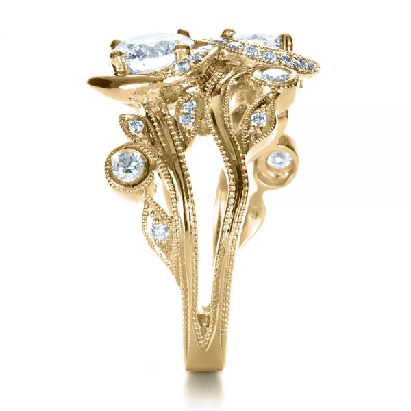 14k Yellow Gold 14k Yellow Gold Custom Organic Infinity Diamond Engagement Ring - Side View - 1383