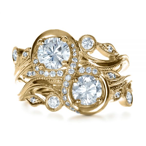 14k Yellow Gold 14k Yellow Gold Custom Organic Infinity Diamond Engagement Ring - Top View - 1383