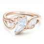 14k Rose Gold 14k Rose Gold Custom Organic Marquise And Pear Diamond Engagement Ring - Flat View -  100873 - Thumbnail