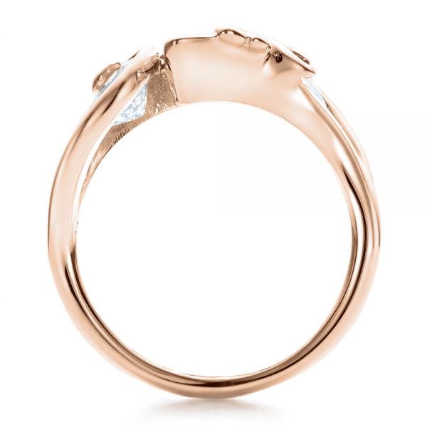 18k Rose Gold 18k Rose Gold Custom Organic Marquise And Pear Diamond Engagement Ring - Front View -  100873