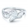 14k White Gold Custom Organic Marquise And Pear Diamond Engagement Ring - Flat View -  100873 - Thumbnail