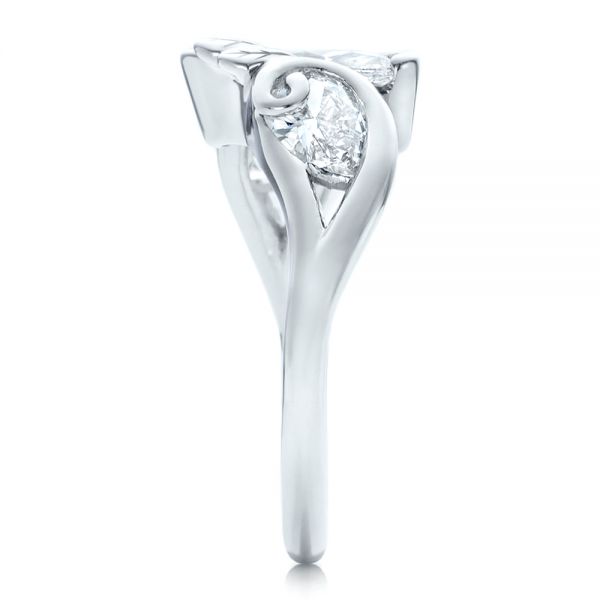  Platinum Platinum Custom Organic Marquise And Pear Diamond Engagement Ring - Side View -  100873