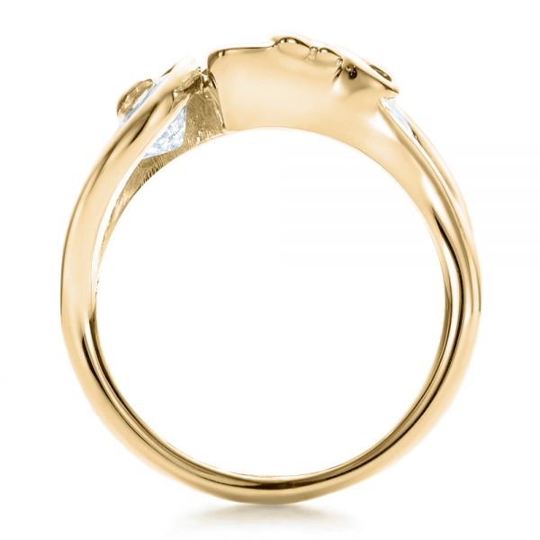 18k Yellow Gold 18k Yellow Gold Custom Organic Marquise And Pear Diamond Engagement Ring - Front View - 100873