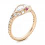 14k Yellow Gold Custom Ouroboros Snake Engagement Ring - Three-Quarter View -  102066 - Thumbnail