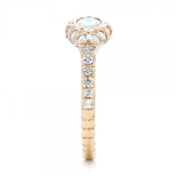 14k Yellow Gold Custom Ouroboros Snake Engagement Ring - Side View - 102066