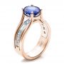 18k Rose Gold 18k Rose Gold Custom Oval Blue Sapphire Engagement Ring - Three-Quarter View -  100039 - Thumbnail
