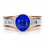 18k Rose Gold 18k Rose Gold Custom Oval Blue Sapphire Engagement Ring - Top View -  100039 - Thumbnail