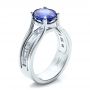 18k White Gold 18k White Gold Custom Oval Blue Sapphire Engagement Ring - Three-Quarter View -  100039 - Thumbnail