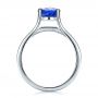  Platinum Custom Oval Blue Sapphire Engagement Ring - Front View -  100039 - Thumbnail