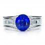  Platinum Custom Oval Blue Sapphire Engagement Ring - Top View -  100039 - Thumbnail