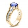 14k Yellow Gold 14k Yellow Gold Custom Oval Blue Sapphire Engagement Ring - Three-Quarter View -  100039 - Thumbnail