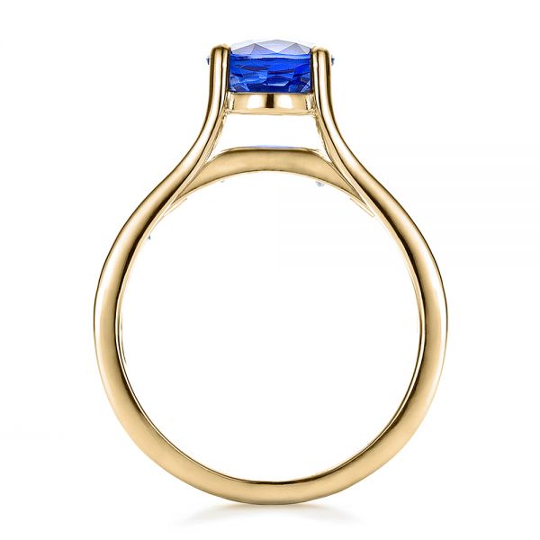14k Yellow Gold 14k Yellow Gold Custom Oval Blue Sapphire Engagement Ring - Front View - 100039