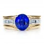 18k Yellow Gold 18k Yellow Gold Custom Oval Blue Sapphire Engagement Ring - Top View -  100039 - Thumbnail