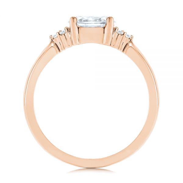 14k Rose Gold 14k Rose Gold Custom Oval Diamond Cluster Engagement Ring - Front View -  105701 - Thumbnail