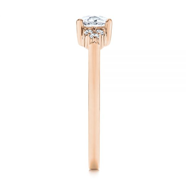 18k Rose Gold 18k Rose Gold Custom Oval Diamond Cluster Engagement Ring - Side View -  105701 - Thumbnail