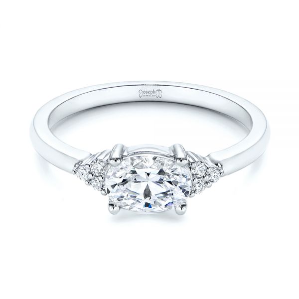  Platinum Platinum Custom Oval Diamond Cluster Engagement Ring - Flat View -  105701 - Thumbnail