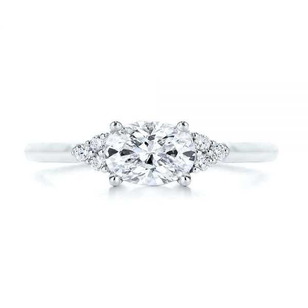  Platinum Platinum Custom Oval Diamond Cluster Engagement Ring - Top View -  105701 - Thumbnail