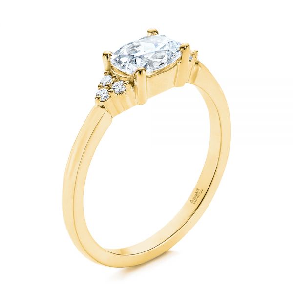 18k Yellow Gold 18k Yellow Gold Custom Oval Diamond Cluster Engagement Ring - Three-Quarter View - 105701