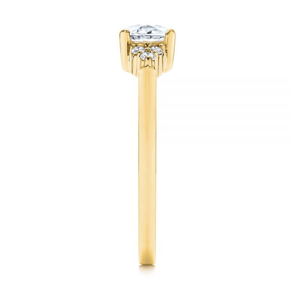 18k Yellow Gold 18k Yellow Gold Custom Oval Diamond Cluster Engagement Ring - Side View -  105701 - Thumbnail