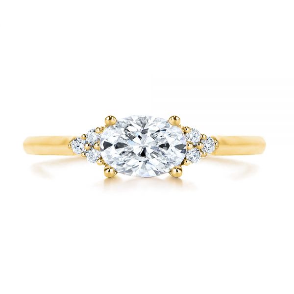 18k Yellow Gold 18k Yellow Gold Custom Oval Diamond Cluster Engagement Ring - Top View -  105701 - Thumbnail