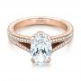 14k Rose Gold 14k Rose Gold Custom Oval Diamond Engagement Ring - Flat View -  102214 - Thumbnail