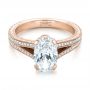 14k Rose Gold 14k Rose Gold Custom Oval Diamond Engagement Ring - Flat View -  102214 - Thumbnail