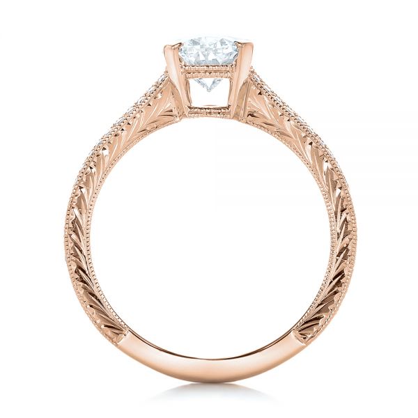 18k Rose Gold 18k Rose Gold Custom Oval Diamond Engagement Ring - Front View -  102214