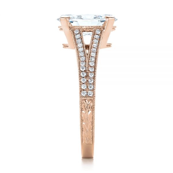 14k Rose Gold 14k Rose Gold Custom Oval Diamond Engagement Ring - Side View - 102214