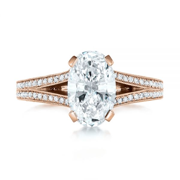 18k Rose Gold 18k Rose Gold Custom Oval Diamond Engagement Ring - Top View -  102214